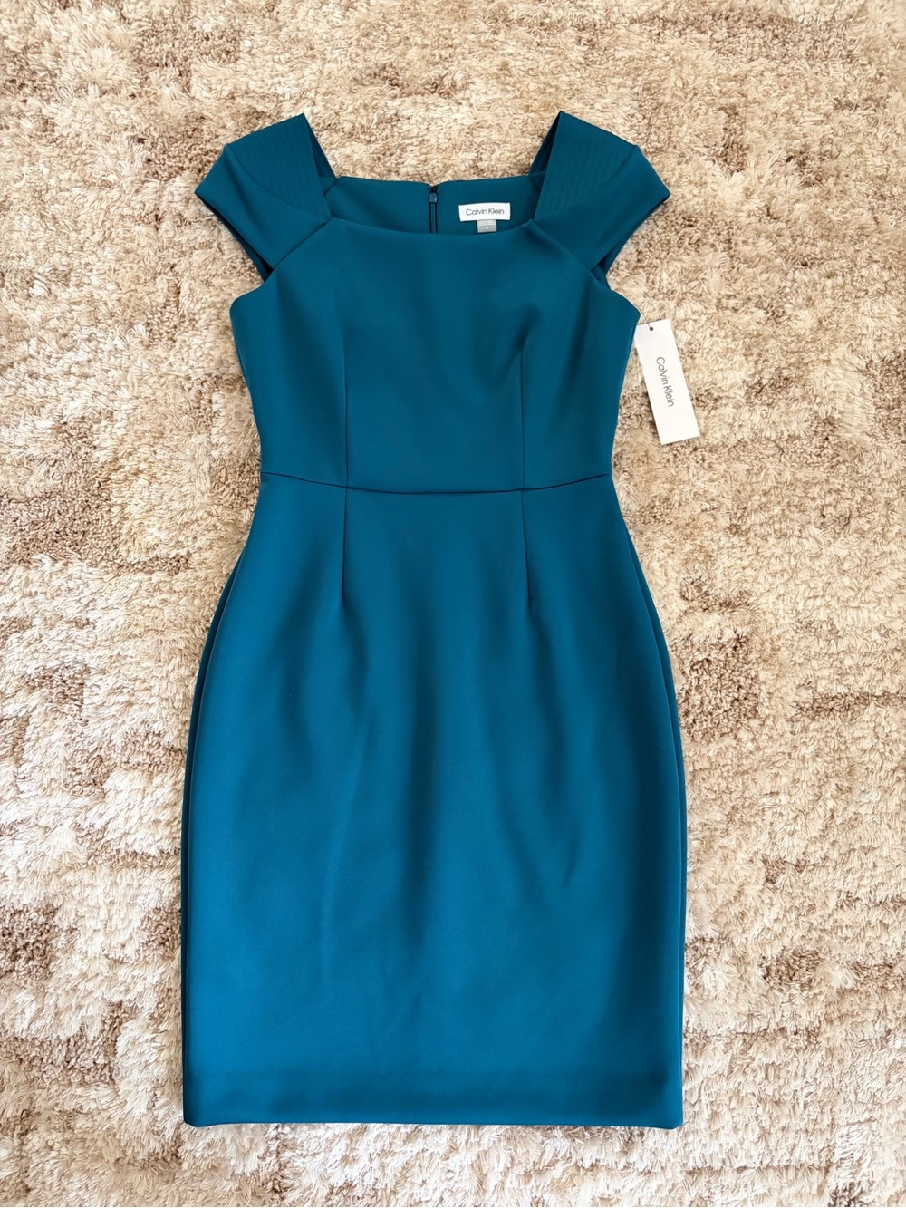 NWT Calvin Klein Teal Sheath Dress Size 4